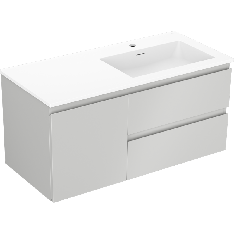 Mexen Orio fürdőszobai szekrény 100 cm mosdóval Otis jobbos, 2S, 1D, szürke matt/fehér matt - 91A13-10047-3-BBFFF62-W18P01