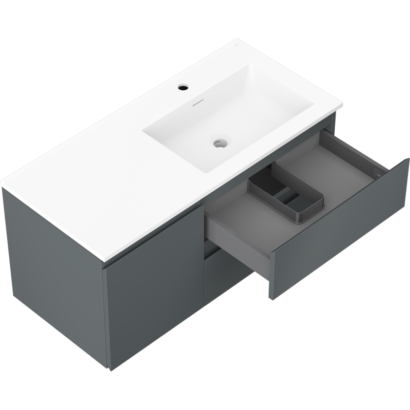 Mexen Orio dulap baie 100 cm cu lavoar Otis dreapta, 2S, 1D, grafit mat/alb mat - 91A13-10047-3-BBFFF66-W18P01