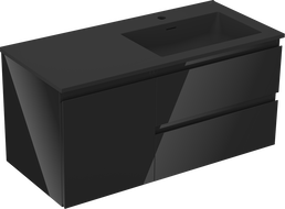 Mexen Orio dulap de baie 100 cm cu lavoar Otis dreapta, 2S, 1D, negru lucios/mat negru - 91A13-10047-3-BBFFF70-W18P71