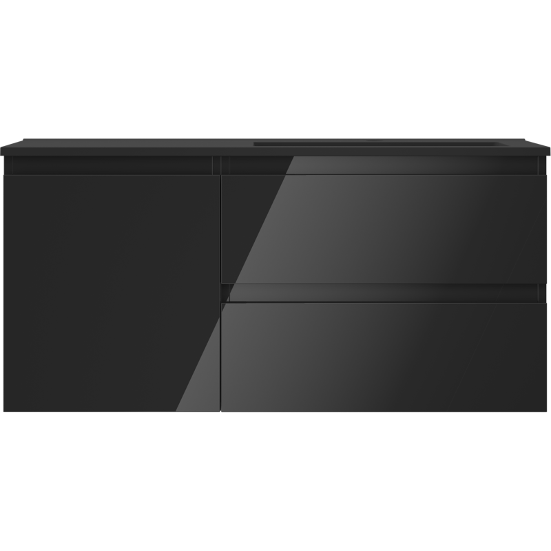Mexen Orio dulap baie 100 cm cu lavoar Otis dreapta, 2S, 1D, negru lucios/negru mat - 91A13-10047-3-BBFFF70-W18P71