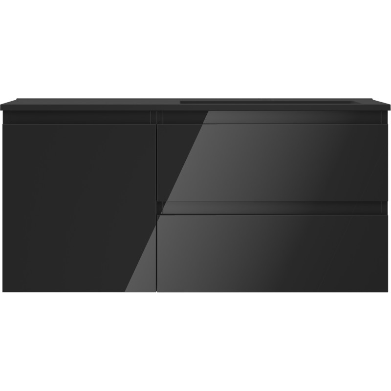 Mexen Orio dulap de baie 100 cm cu lavoar Otis dreapta, 2S, 1D, negru lucios/mat negru - 91A13-10047-3-BBFFF70-W18P71