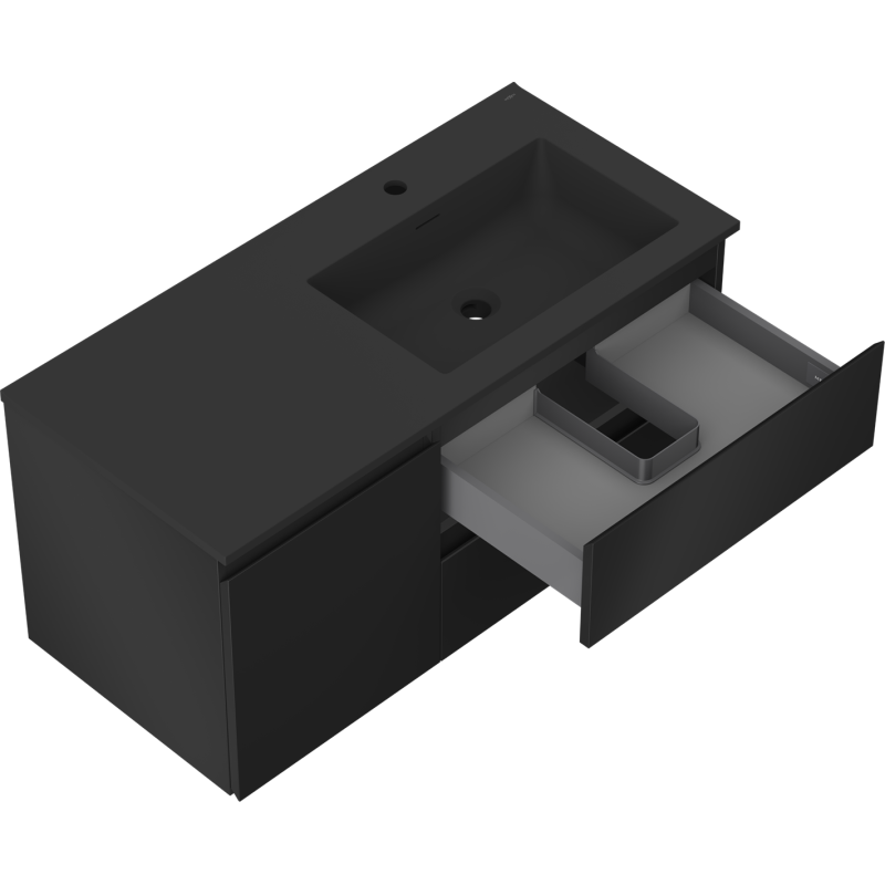 Mexen Orio dulap baie 100 cm cu lavoar Otis dreapta, 2S, 1D, negru mat - 91A13-10047-3-BBFFF71-W18P71