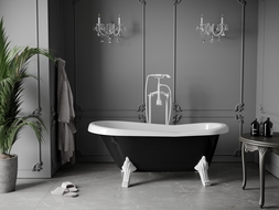 Mexen Retro cadă de baie freestanding 150 x 73 cm, albă/neagră, picioare albe - 53251507375-20