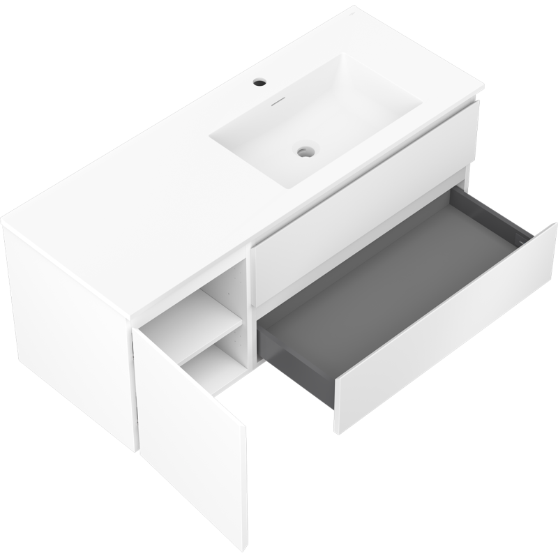 Mexen Orio dulap baie 120 cm cu lavoar Otis dreapta, 2S, 1D, alb mat - 91A13-12047-3-BBFFF01-W18P01