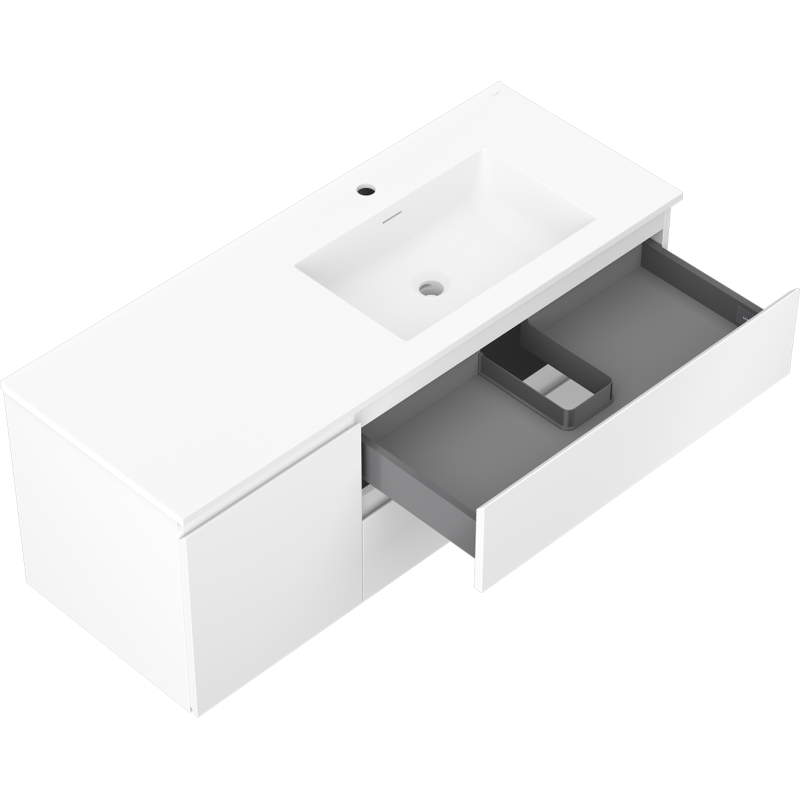 Mexen Orio fürdőszobai szekrény 120 cm-es Otis mosdóval jobbos, 2S, 1D, fehér matt - 91A13-12047-3-BBFFF01-W18P01