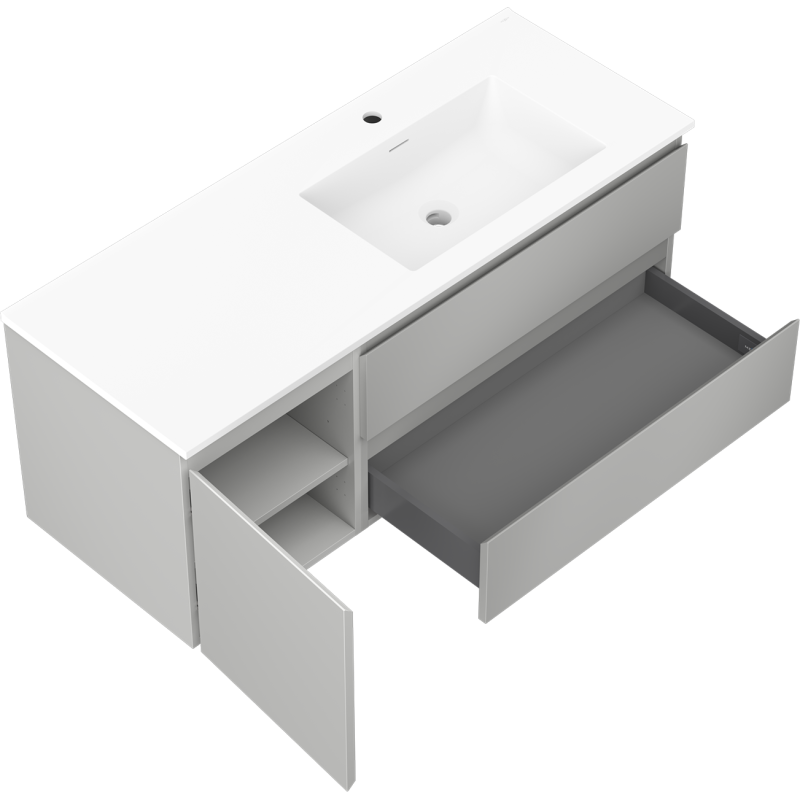 Mexen Orio dulap baie 120 cm cu lavoar Otis dreapta, 2S, 1D, gri mat/alb mat - 91A13-12047-3-BBFFF62-W18P01