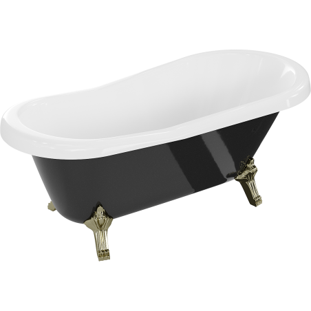 Cada freestanding Mexen Retro 150 x 73 cm, albă/neagră, picioare aurii - 53251507375-50