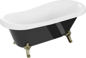 Mexen Retro cadă de baie independentă 150 x 73 cm, albă/neagră, picioare aurii - 53251507375-50