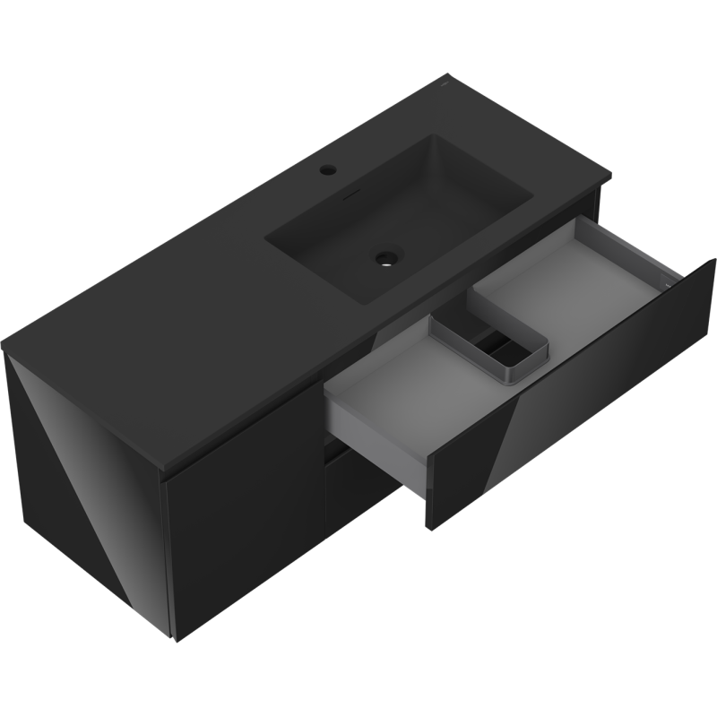 Mexen Orio dulap baie 120 cm cu chiuvetă Otis dreaptă, 2S, 1D, negru lucios/negru mat - 91A13-12047-3-BBFFF70-W18P71