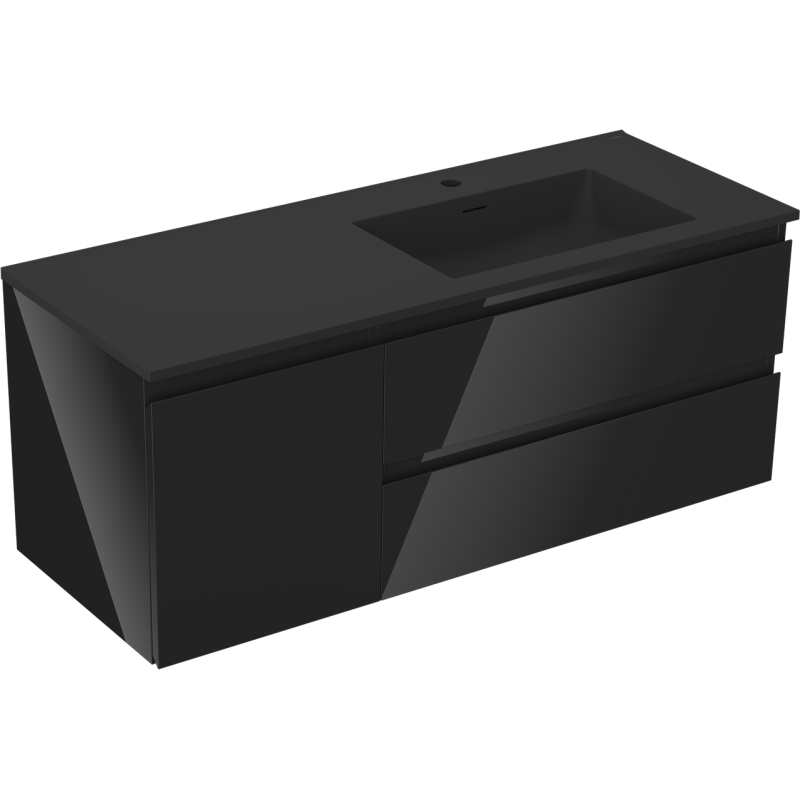 Mexen Orio dulap baie 120 cm cu chiuvetă Otis dreaptă, 2S, 1D, negru lucios/negru mat - 91A13-12047-3-BBFFF70-W18P71