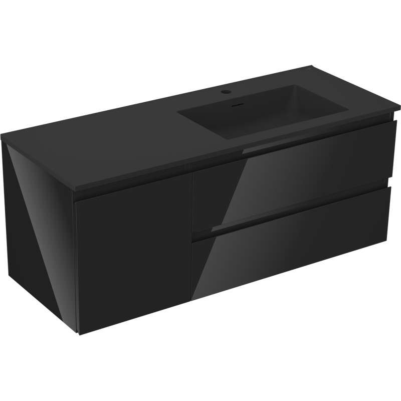 Mexen Orio dulap de baie 120 cm cu lavoar Otis dreapta, 2S, 1D, negru lucios/negru mat - 91A13-12047-3-BBFFF70-W18P71