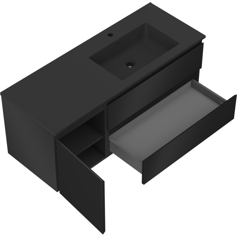 Mexen Orio dulap baie 120 cm cu lavoar Otis dreapta, 2S, 1D, negru mat - 91A13-12047-3-BBFFF71-W18P71