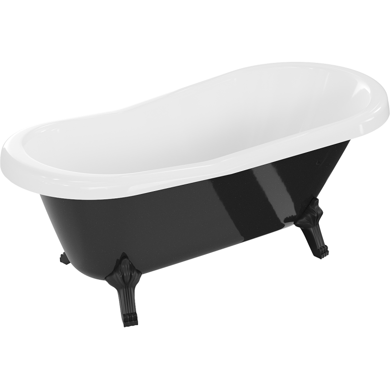 Mexen Retro cadă de baie independentă 150 x 73 cm, alb/negru, picioare negre - 53251507375-70
