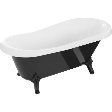 Mexen Retro cadă de baie independentă 150 x 73 cm, alb/negru, picioare negre - 53251507375-70