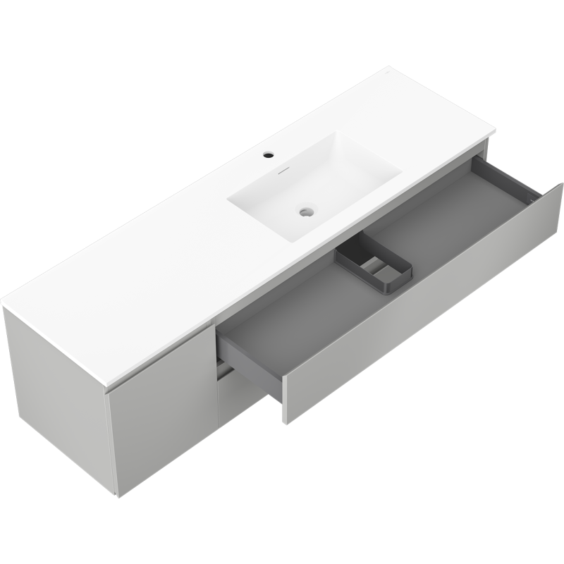 Mexen Orio dulap de baie 160 cm cu lavoar Otis dreapta, 2S, 1D, gri mat/alb mat - 91A13-16047-3-BBFFF62-W18P01