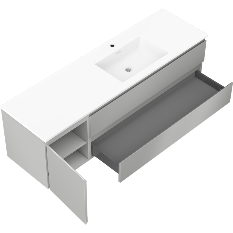 Mexen Orio dulap de baie 160 cm cu lavoar Otis dreapta, 2S, 1D, gri mat/alb mat - 91A13-16047-3-BBFFF62-W18P01