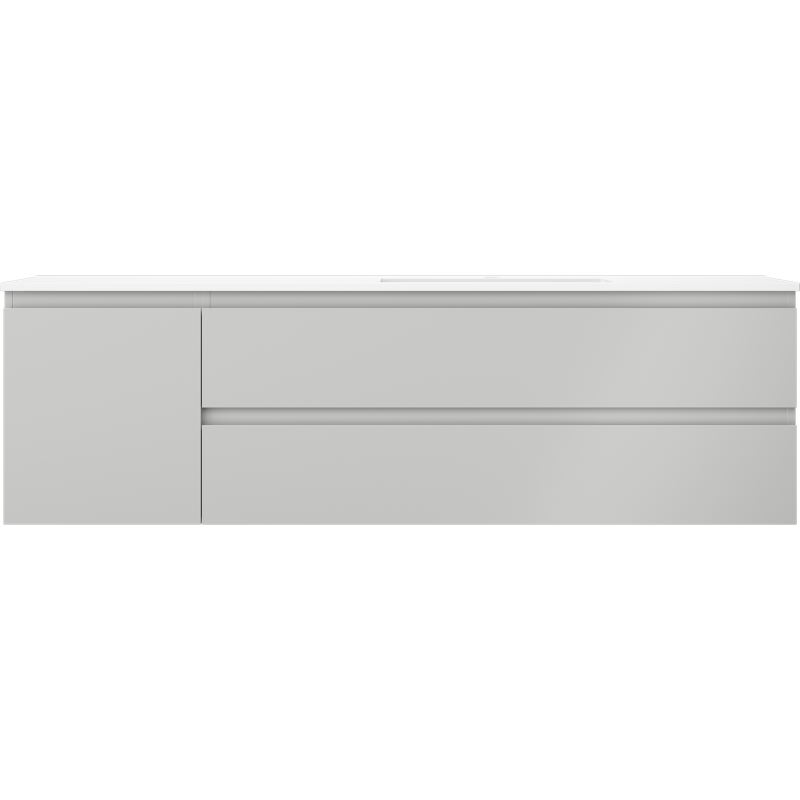 Mexen Orio fürdőszoba szekrény 160 cm Otis mosdóval jobb oldali, 2S, 1D, szürke matt/fehér matt - 91A13-16047-3-BBFFF62-W18P01