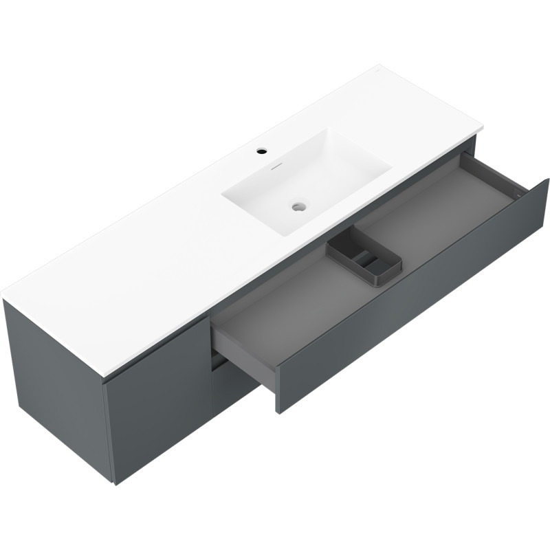 Mexen Orio dulap de baie 160 cm cu chiuvetă Otis dreaptă, 2S, 1D, grafit mat/alb mat - 91A13-16047-3-BBFFF66-W18P01
