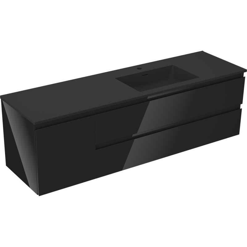 Mexen Orio dulap baie 160 cm cu lavoar Otis dreapta, 2S, 1D, negru lucios/negru mat - 91A13-16047-3-BBFFF70-W18P71