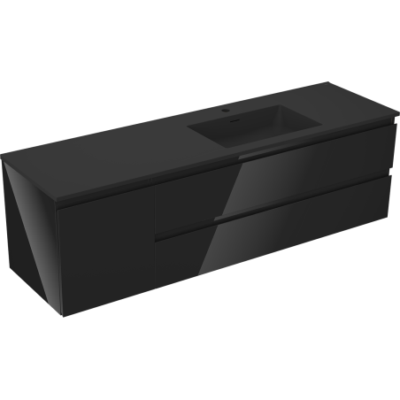 Mexen Orio dulap baie 160 cm cu lavoar Otis dreapta, 2S, 1D, negru lucios/negru mat - 91A13-16047-3-BBFFF70-W18P71