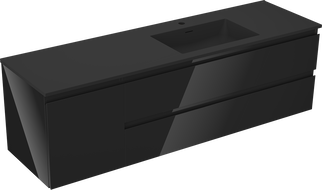 Mexen Orio dulap baie 160 cm cu lavoar Otis dreapta, 2S, 1D, negru lucios/negru mat - 91A13-16047-3-BBFFF70-W18P71