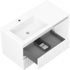 Mexen Rivel Otis bal oldali, 2S, 1A, bordázott, fehér matt 90 cm-es fürdőszobai szekrény mosdóval - 91A23-09047-3-BBFFF01-W18L01