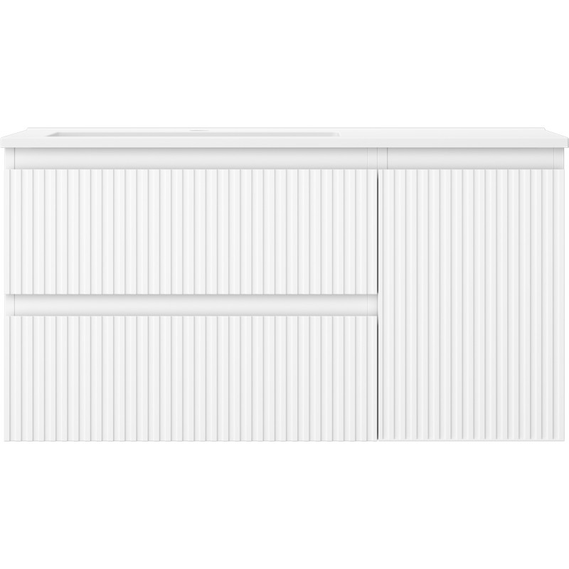 Mexen Rivel dulap baie 90 cm cu lavoar Otis stângă, 2S, 1U, canelat, alb mat - 91A23-09047-3-BBFFF01-W18L01