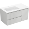 Mexen Rivel dulap baie 90 cm cu lavoar Otis stânga, 2S, 1D, riflat, gri mat/alb mat - 91A23-09047-3-BBFFF62-W18L01