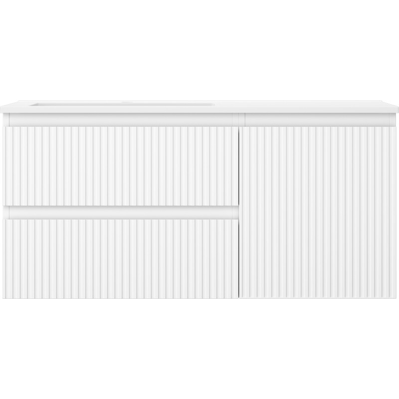 Mexen Rivel dulap baie 100 cm cu lavoar Otis stânga, 2S, 1D, cu textură, alb mat - 91A23-10047-3-BBFFF01-W18L01