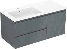 Mexen Rivel dulap baie 100 cm cu chiuvetă Otis pe stânga, 2S, 1D, canelată, grafit/alb mat - 91A23-10047-3-BBFFF66-W18L01