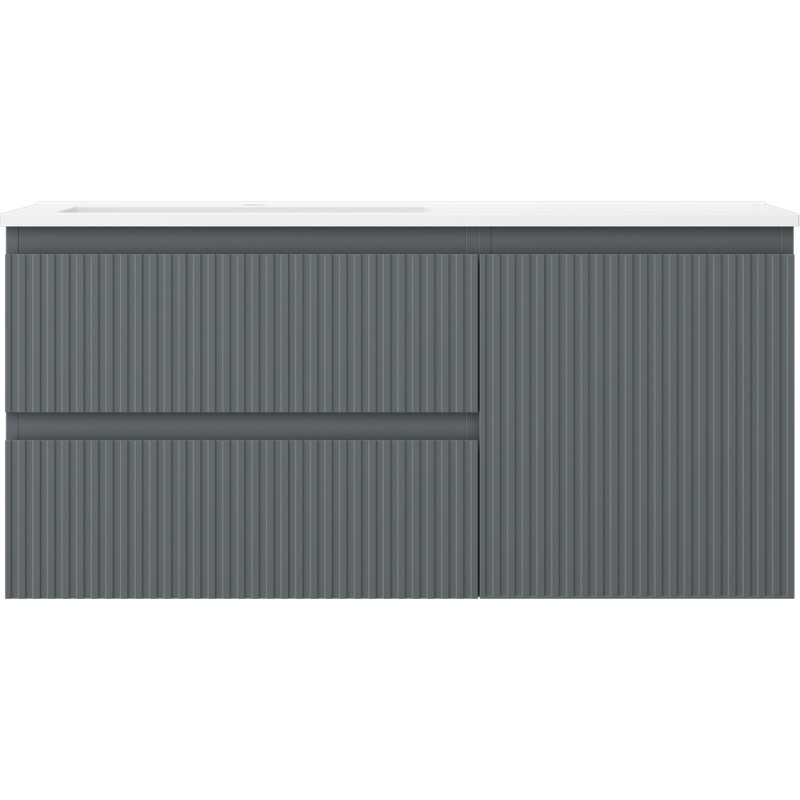 Mexen Rivel dulap baie 100 cm cu chiuvetă Otis pe stânga, 2S, 1D, canelată, grafit/alb mat - 91A23-10047-3-BBFFF66-W18L01