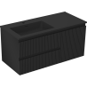 Mexen Rivel dulap baie 100 cm cu lavoar Otis stânga, 2S, 1D, striat, negru mat - 91A23-10047-3-BBFFF71-W18L71