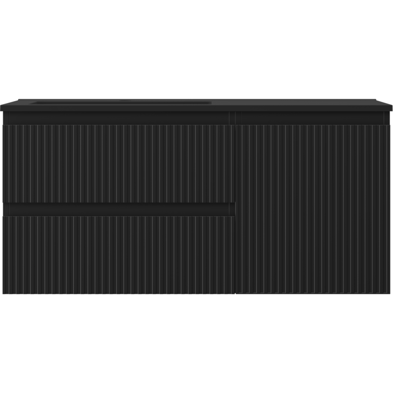 Mexen Rivel dulap baie 100 cm cu lavoar Otis stânga, 2S, 1D, striat, negru mat - 91A23-10047-3-BBFFF71-W18L71