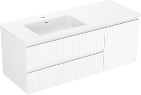 Mexen Rivel dulap de baie 120 cm cu lavoar Otis stâng, 2S, 1D, canelat, alb mat - 91A23-12047-3-BBFFF01-W18L01