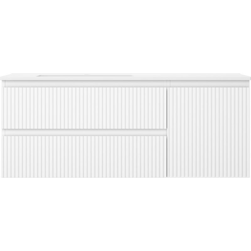 Mexen Rivel dulap baie 120 cm cu chiuvetă Otis stânga, 2S, 1D, riflat, alb mat - 91A23-12047-3-BBFFF01-W18L01