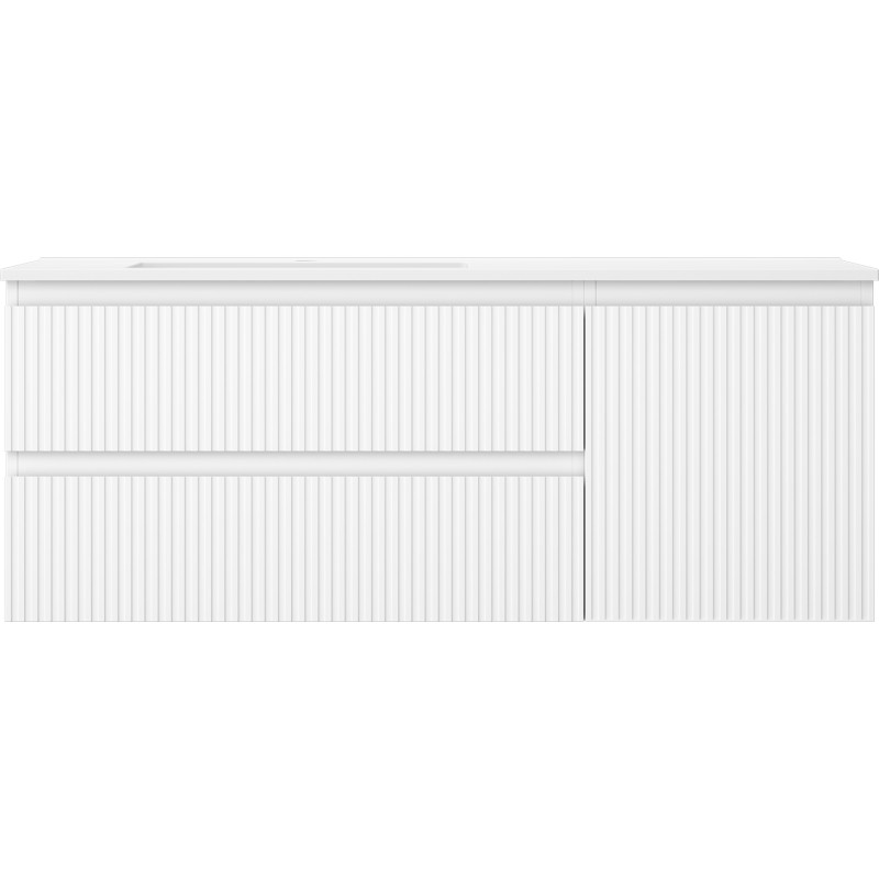 Mexen Rivel dulap de baie 120 cm cu lavoar Otis stâng, 2S, 1D, canelat, alb mat - 91A23-12047-3-BBFFF01-W18L01