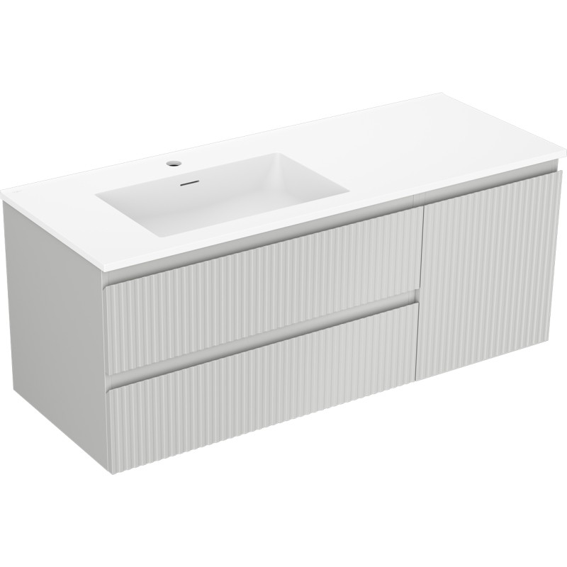 Mexen Rivel dulap baie 120 cm cu chiuvetă Otis stângă, 2S, 1D, profilat, gri mat/alb mat - 91A23-12047-3-BBFFF62-W18L01
