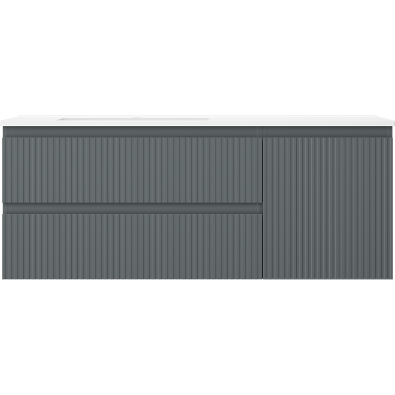 Mexen Rivel dulap de baie 120 cm cu chiuvetă Otis stânga, 2S, 1D, canelat, grafit/alb mat - 91A23-12047-3-BBFFF66-W18L01