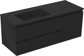 Mexen Rivel dulap de baie 120 cm cu lavoar Otis stânga, 2S, 1D, cu caneluri, negru mat - 91A23-12047-3-BBFFF71-W18L71