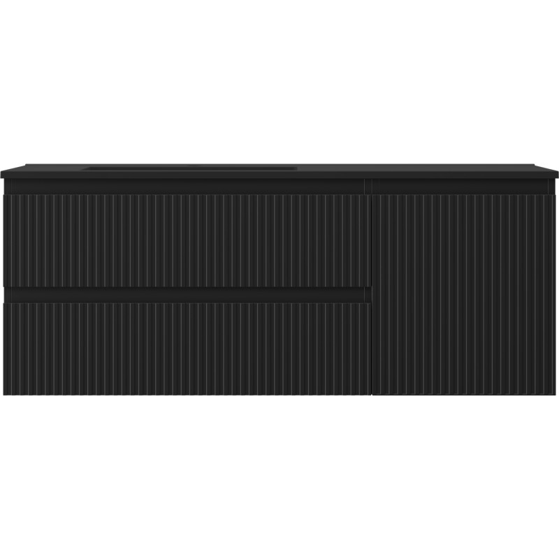 Mexen Rivel dulap de baie 120 cm cu chiuvetă Otis stânga, 2S, 1D, canelat, negru mat - 91A23-12047-3-BBFFF71-W18L71