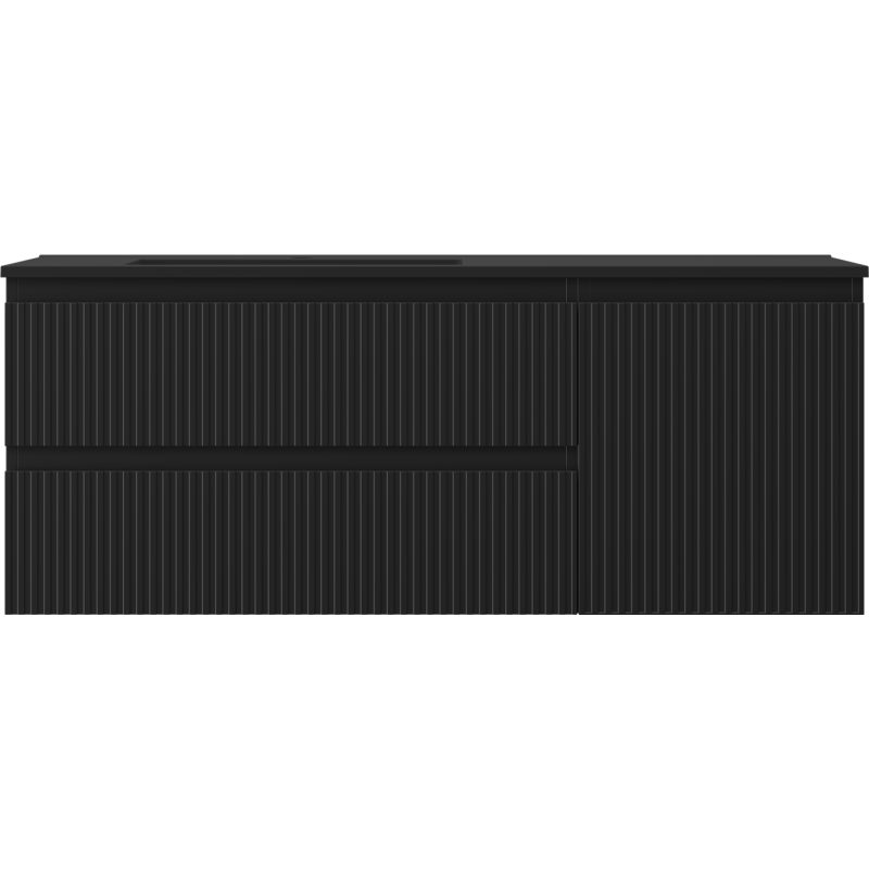 Mexen Rivel dulap de baie 120 cm cu lavoar Otis stânga, 2S, 1D, cu caneluri, negru mat - 91A23-12047-3-BBFFF71-W18L71