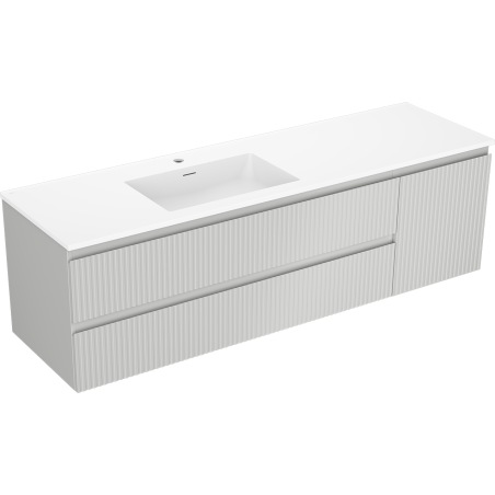 Mexen Rivel dulap baie 160 cm cu lavoar Otis stânga, 2S, 1D, canelat, gri mat/alb mat - 91A23-16047-3-BBFFF62-W18L01