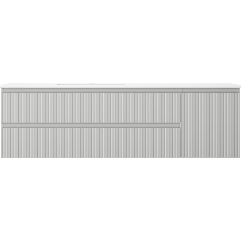 Mexen Rivel dulap baie 160 cm cu lavoar Otis stânga, 2S, 1D, canelat, gri mat/alb mat - 91A23-16047-3-BBFFF62-W18L01