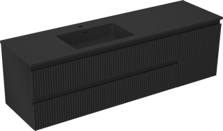 Mexen Rivel dulap de baie 160 cm cu lavoar Otis stânga, 2S, 1D, canelat, negru mat - 91A23-16047-3-BBFFF71-W18L71