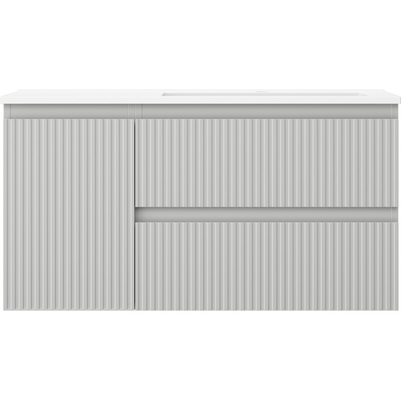Mexen Rivel dulap baie 90 cm cu lavoar Otis dreapta, 2S, 1D, canelat, gri mat/alb mat - 91A23-09047-3-BBFFF62-W18P01