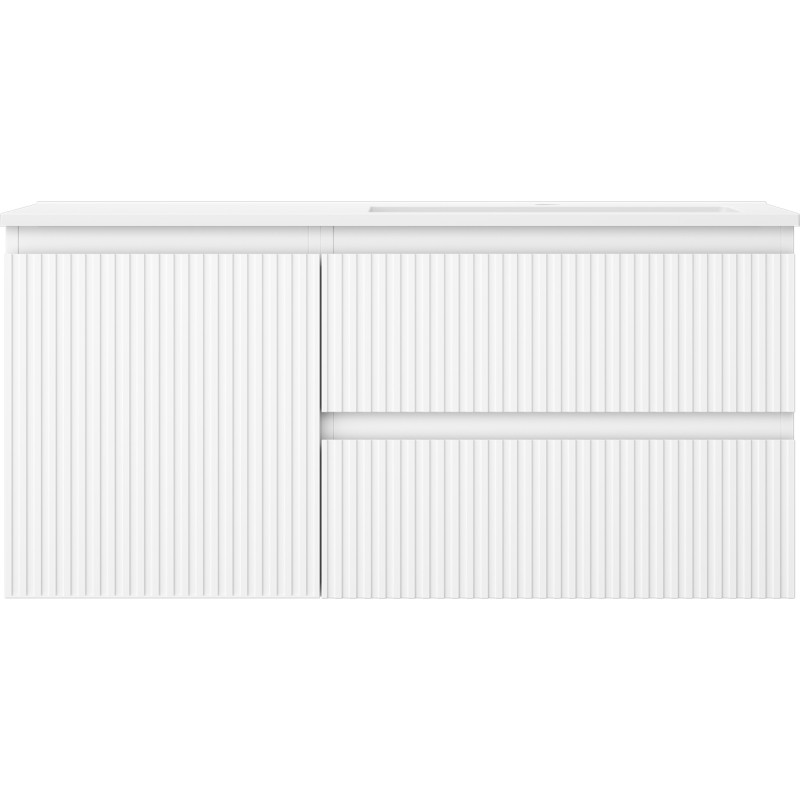 Mexen Rivel dulap baie 100 cm cu lavoar Otis dreapta, 2S, 1D, cu relief, alb mat - 91A23-10047-3-BBFFF01-W18P01