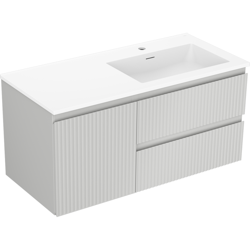 Mexen Rivel dulap baie 100 cm cu lavoar Otis dreapta, 2S, 1D, canelat, gri/alb mat - 91A23-10047-3-BBFFF62-W18P01