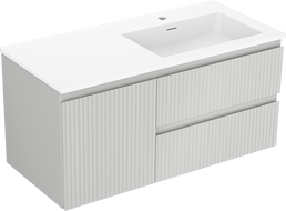 Mexen Rivel dulap baie 100 cm cu lavoar Otis dreapta, 2S, 1D, canelat, gri/alb mat - 91A23-10047-3-BBFFF62-W18P01