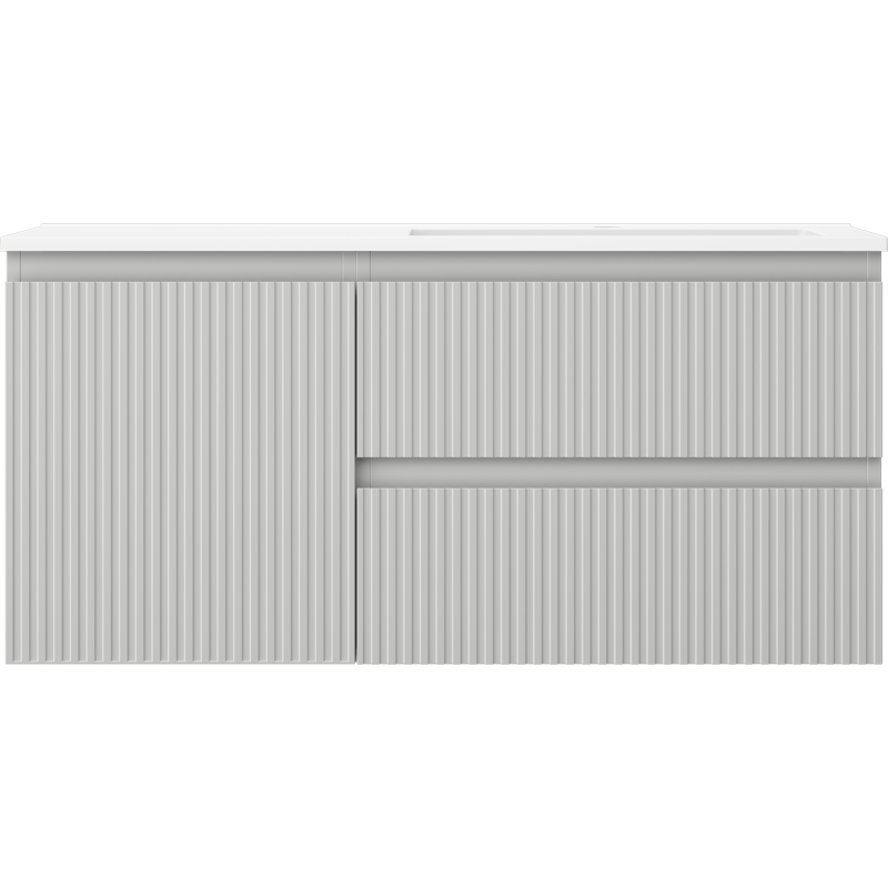 Mexen Rivel dulap baie 100 cm cu lavoar Otis dreapta, 2S, 1D, canelat, gri/alb mat - 91A23-10047-3-BBFFF62-W18P01