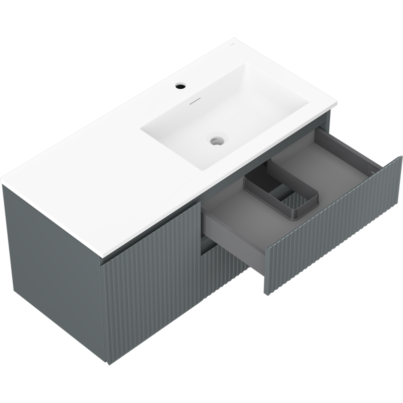 Mexen Rivel dulap baie 100 cm cu lavoar Otis dreapta, 2S, 1D, canelat, grafit/alb mat - 91A23-10047-3-BBFFF66-W18P01